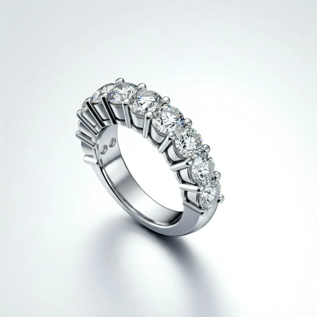 Tendances bagues alliances : Bague alliance en or blanc sertie de diamants ronds taillés brillant, style demi-tour premium, bijouterie haut de gamme Maroc